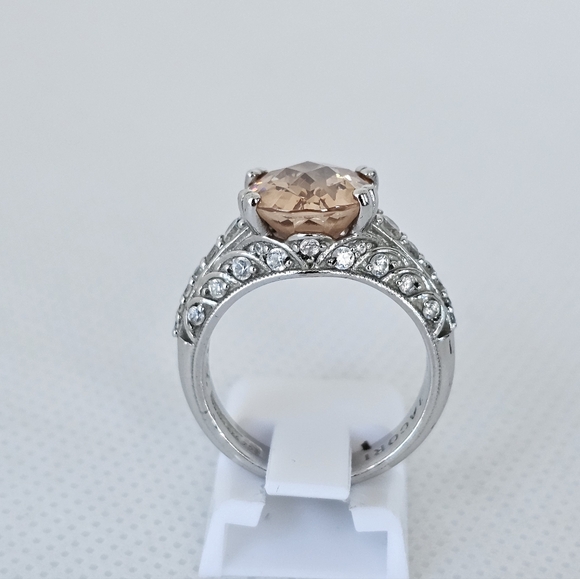 Authentic Tacori Morganite & Diamond Simulant Ring Sterling Silver Size 7! - Picture 3 of 5